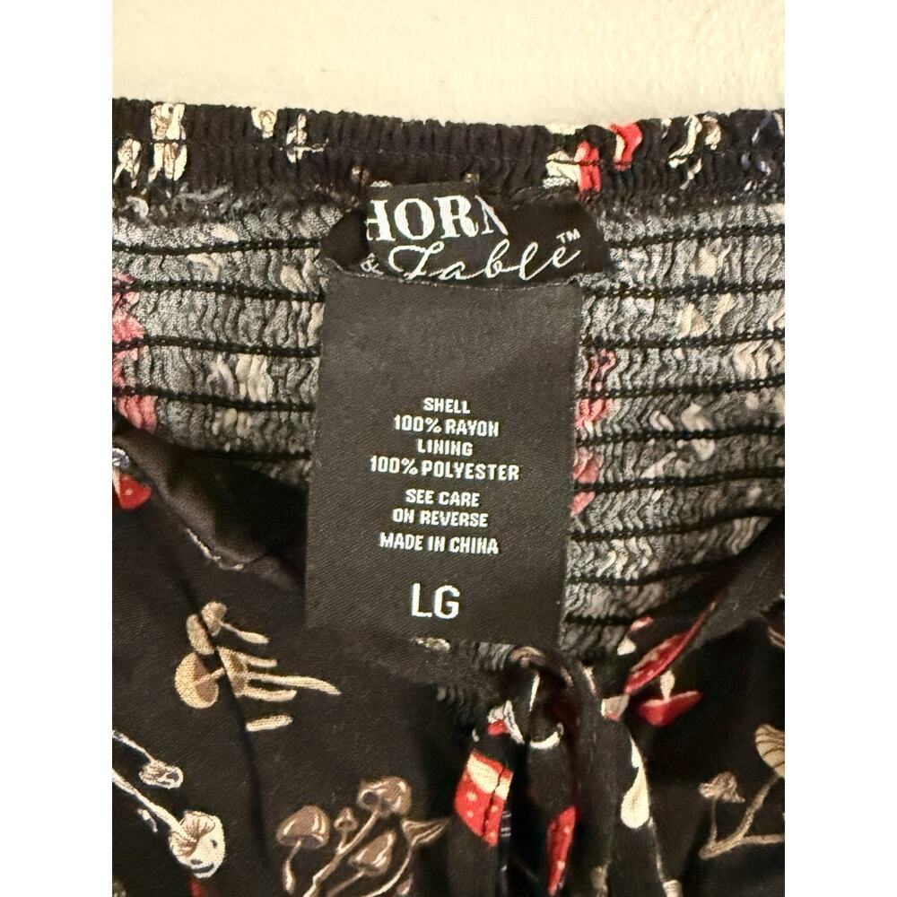 Thorn and Fable Mushroom Print Corset Blouse Top Cottagecore Fairy Milkmaid Sz L - Picture 5 of 5